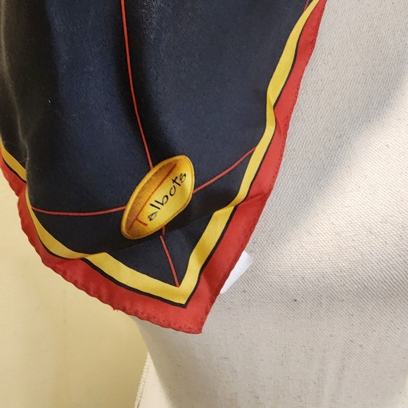 Talbots Women's Silk Elegant Black and Red  Squared Scarf - Picture 5 of 8